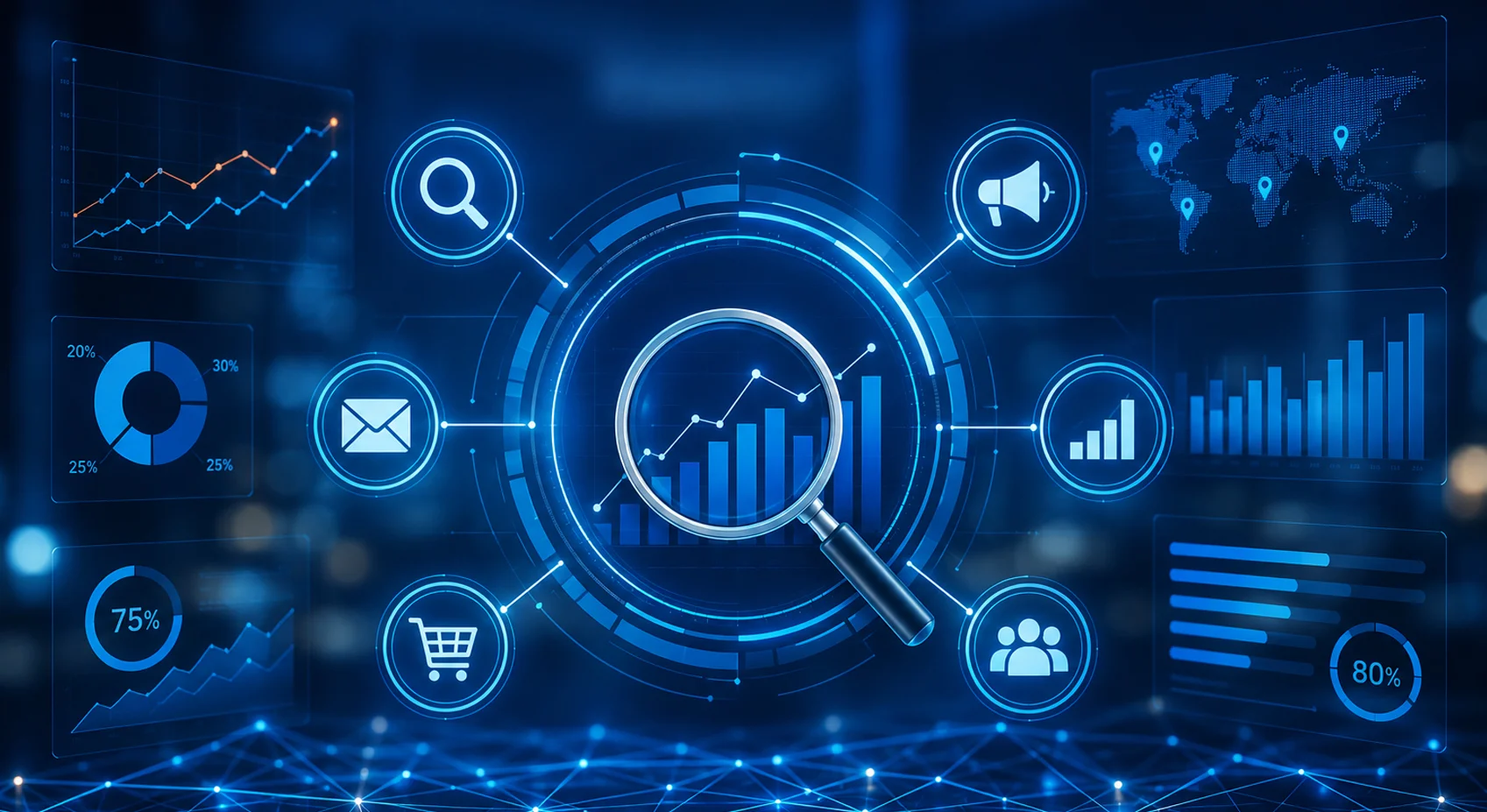 Continuous Cross Channel Monitoring icon illustrating digital marketing in New York by Arobit Digital